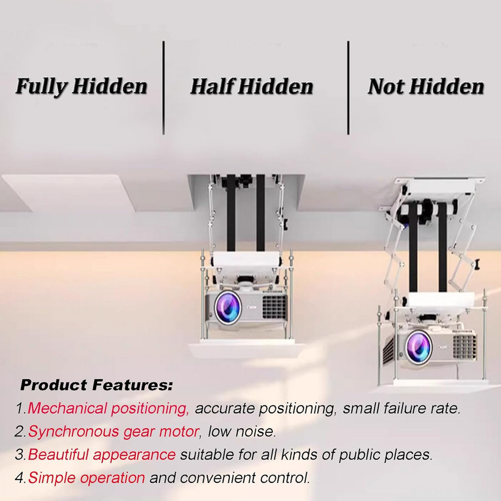 Electric Ceiling Projector Mount with Remote Control, 22Lbs Capacity, 39In Range