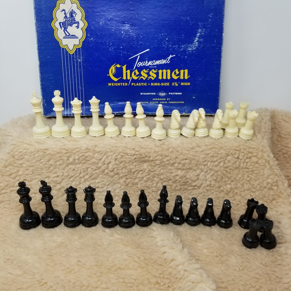 VTG E.S. Lowe Staunton Pattern Tournament Chessmen - 2 Complete Set w/ 1 Box