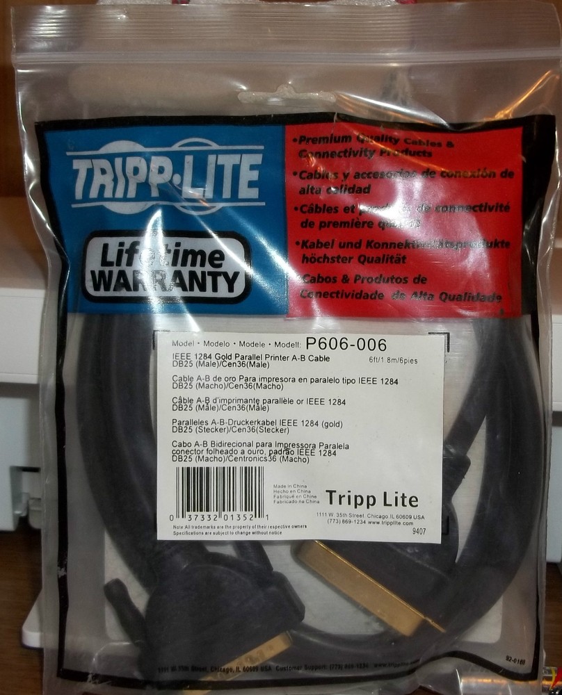 Tripp Lite P606-006 Gold Parallel Printer A B Cable