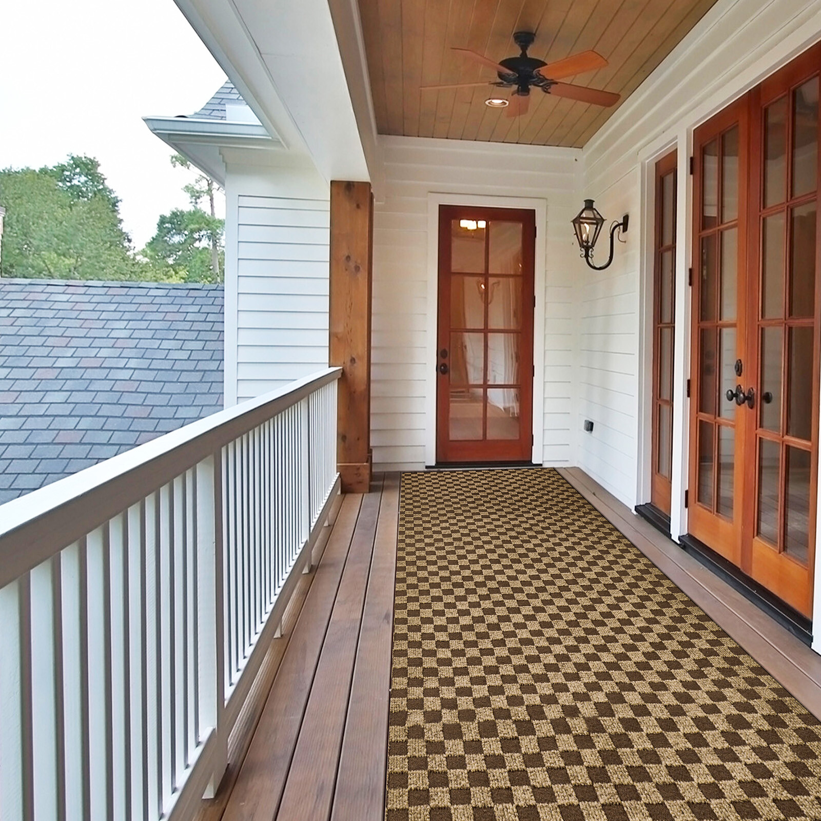 Runner Rug Hallway Non Slip Rubber Back Custom Size as Carpet Doormat Checkered