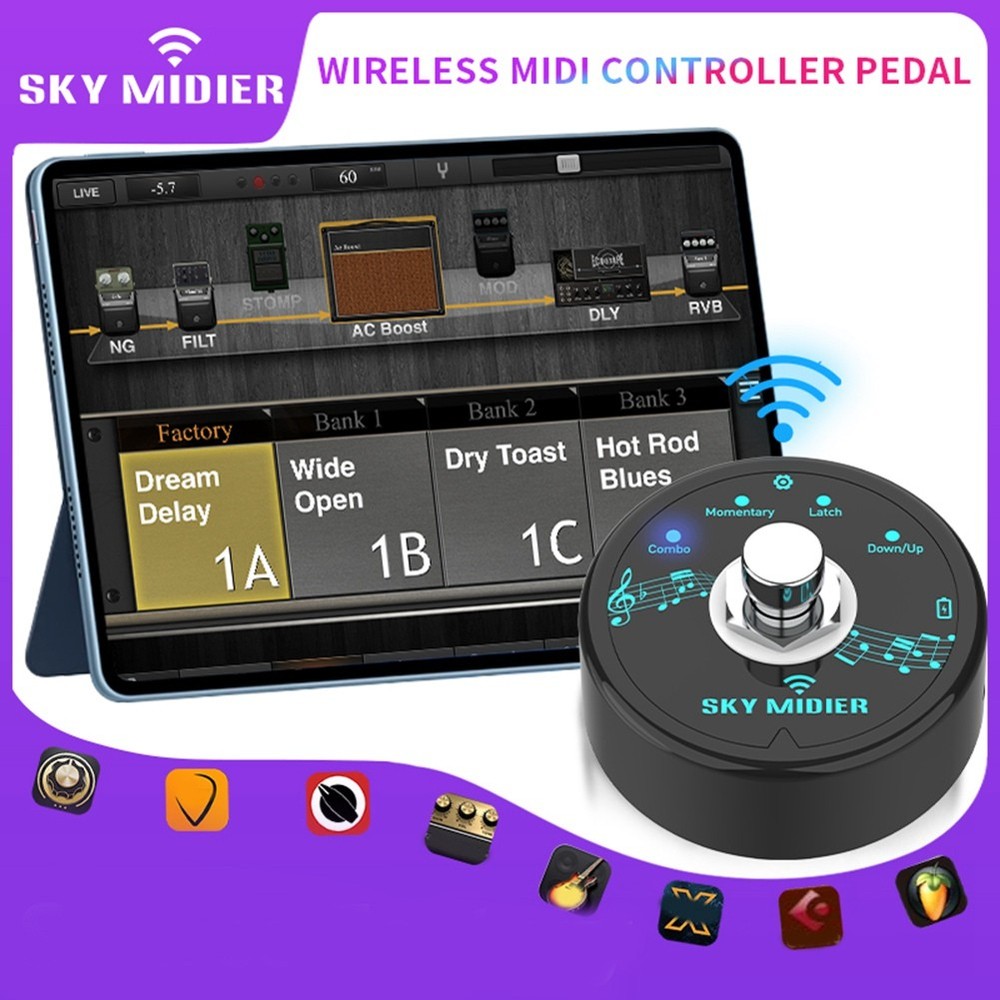 Bluetooth 5.1 MIDI Controller Pedal MIDI System K6Q32652