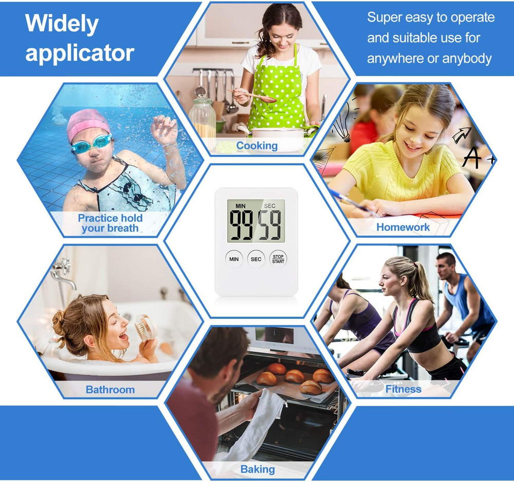 Large LCD Digital Kitchen Cooking Timer Count-Down Up Clock Loud Alarm Magnetic