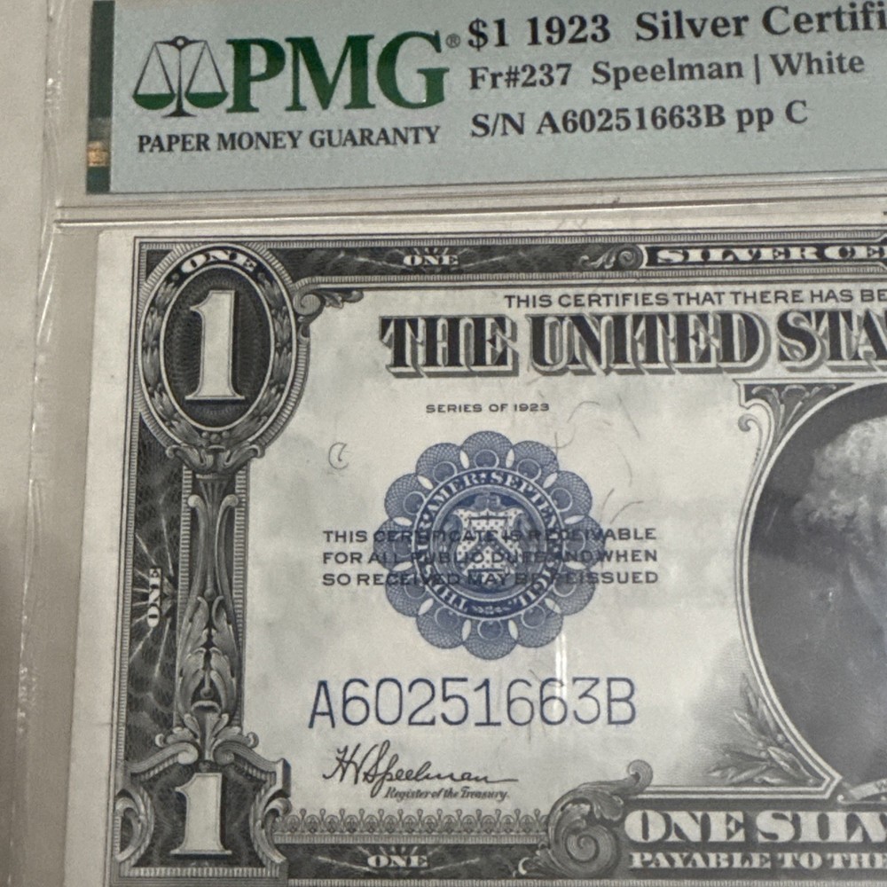 1923 $1 Silver Certificate PMG 53 FR-237 S/N A60251663B Large Bill