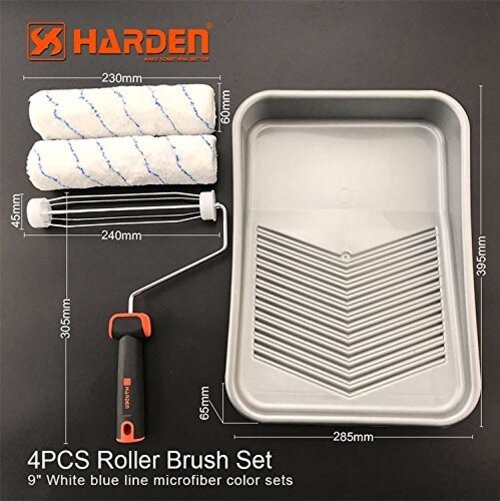 Professional Microfiber Paint Roller Set (4pc) – 9" Roller Kit with 2