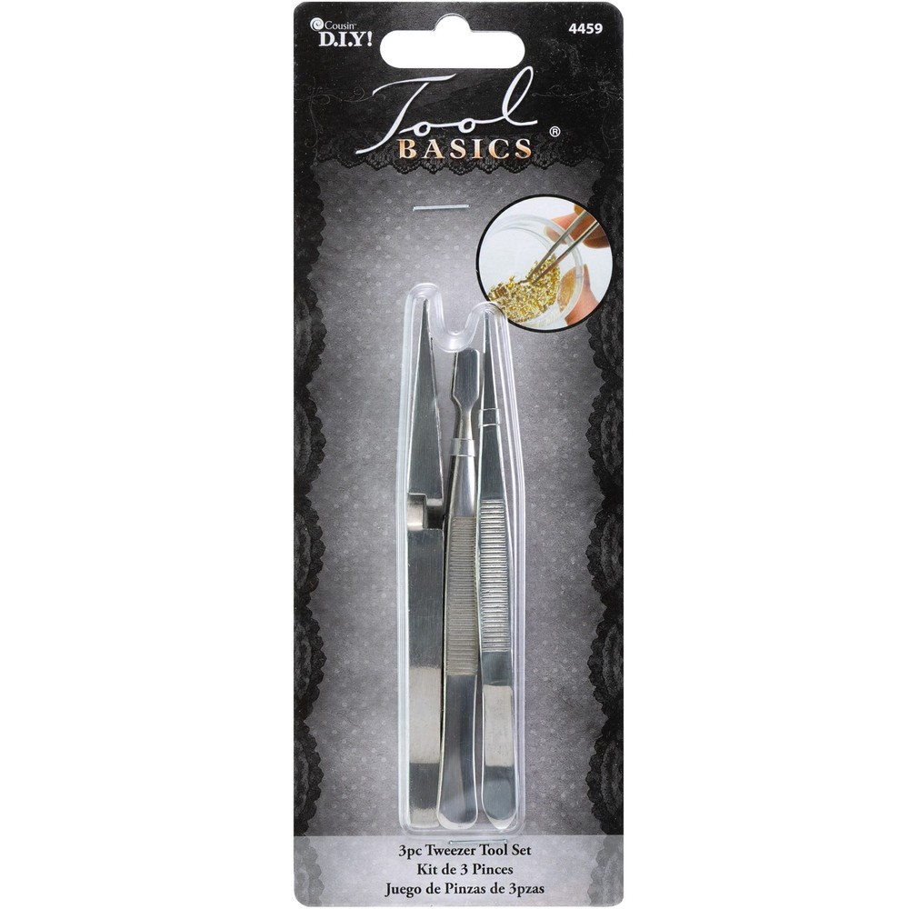 CousinDIY Tool Basics Tweezers 3/Pkg-4.5"