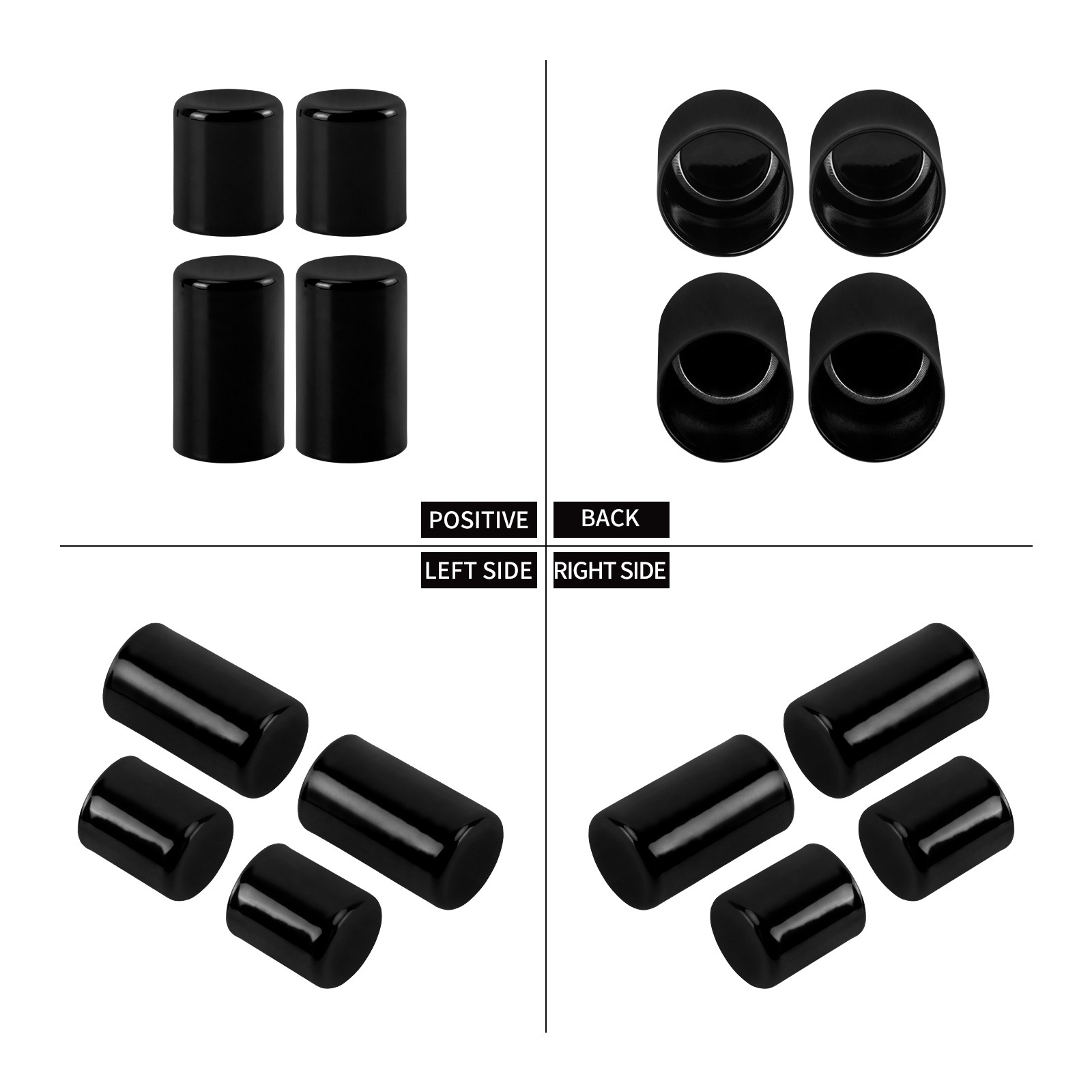 4x Black Docking Hardware Magnet Point Covers Caps For Harley 2009-2025 Touring