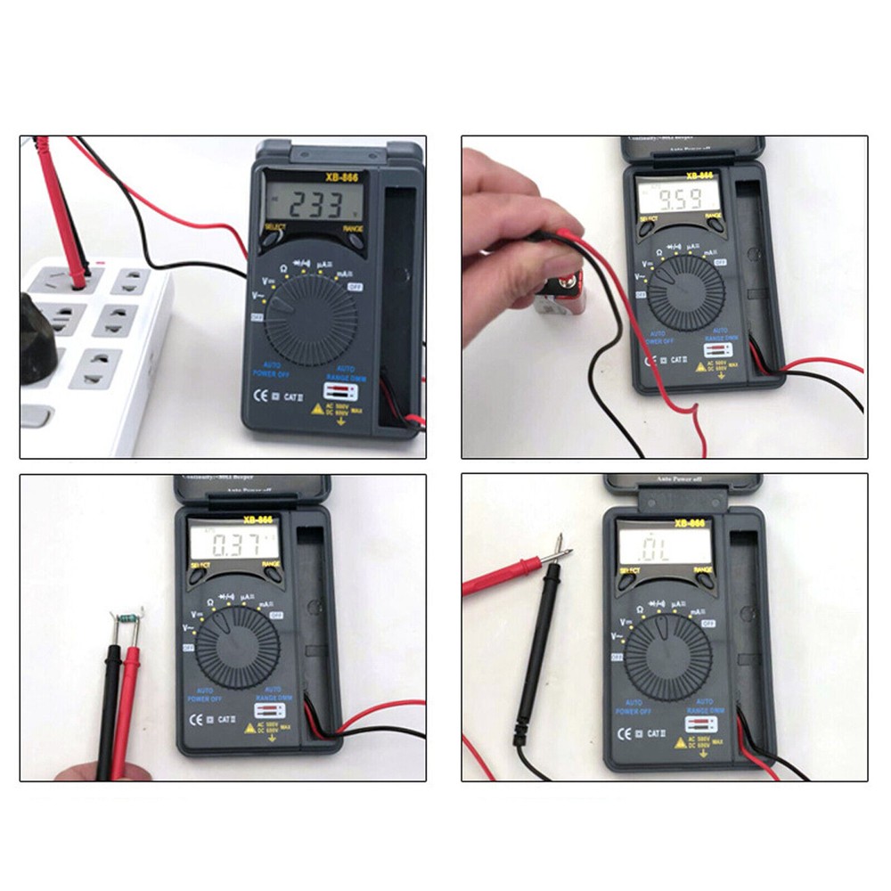 XB866 Mini Auto Range LCD Voltmeter Tester Tool AC/DC Pocket Digital MultimeteXE