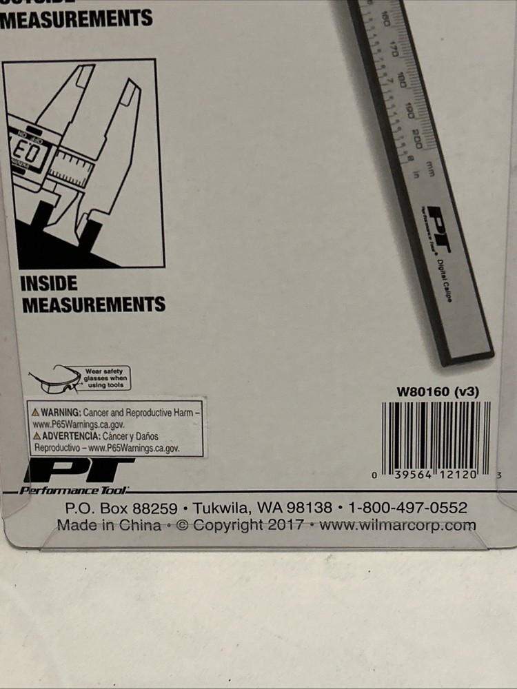 Performance Tool - Digital Caliper 0-8”, SAE & Metric, Inside & Outside