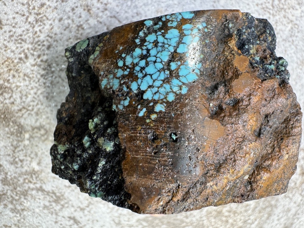 Hubei turquoise stabilized great multi color polychrome solid spiderweb nugget