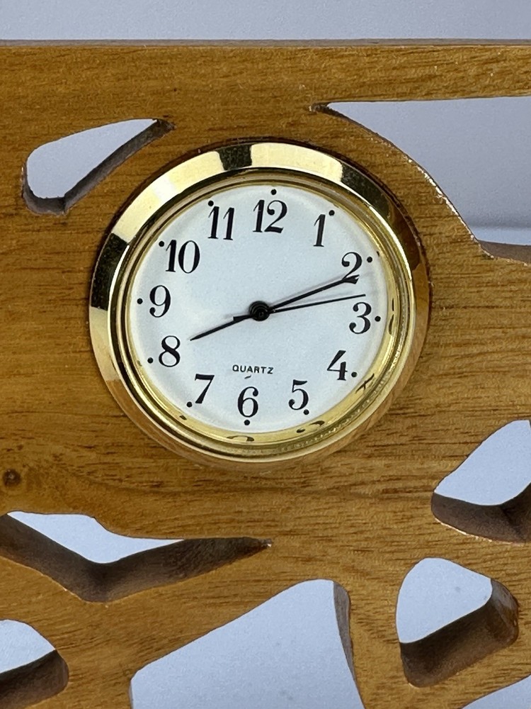 Handmade Wooden Desk Clock Featuring A Train Design