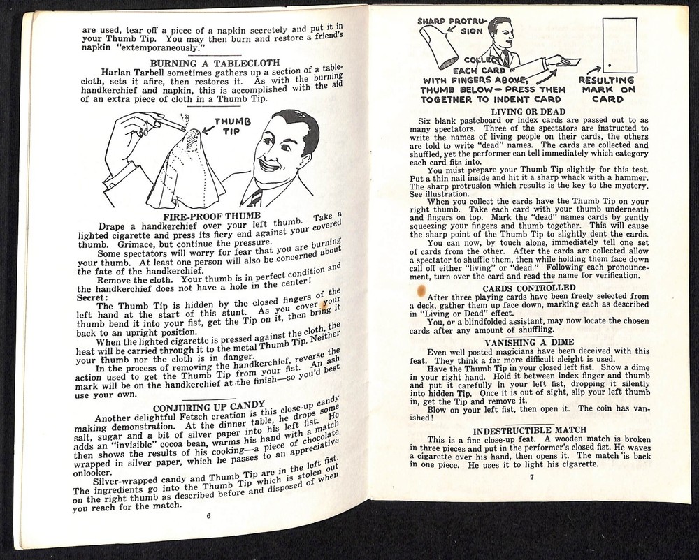 "50 Tricks with a Thumb Tip" Milbourne Christopher Magic Booklet 24pp c1948