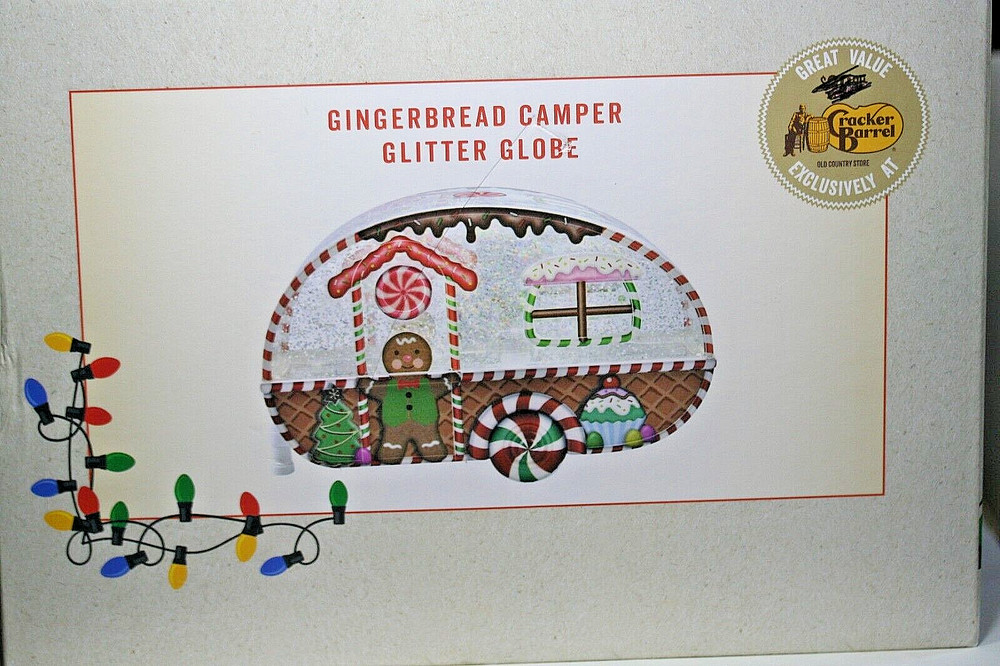 Cracker Barrel Gingerbread Camper Glitter Globe