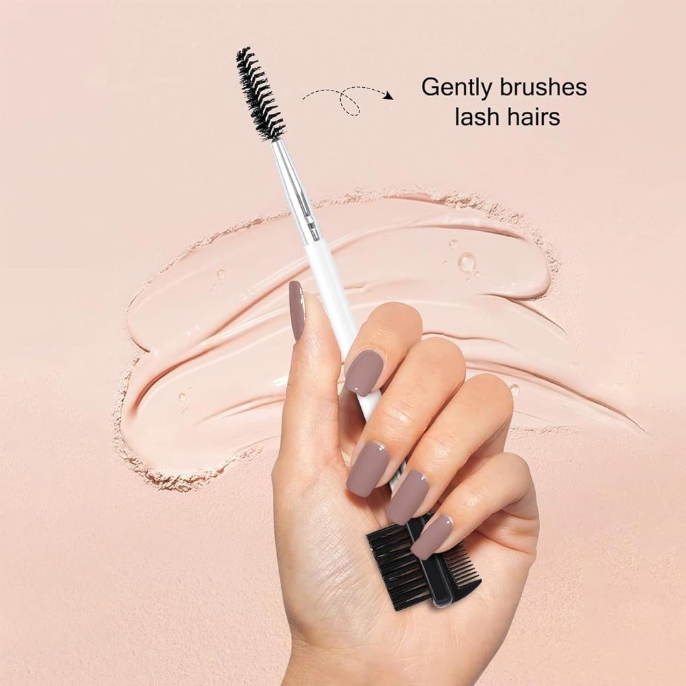 3 Head Eyelash & Eyebrow Comb Tool with 3 Spoolie Brushes for Separating Lashes