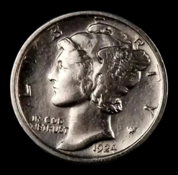 1924-S Mercury Dime - Almost Uncirculated (AU) - 90% Silver