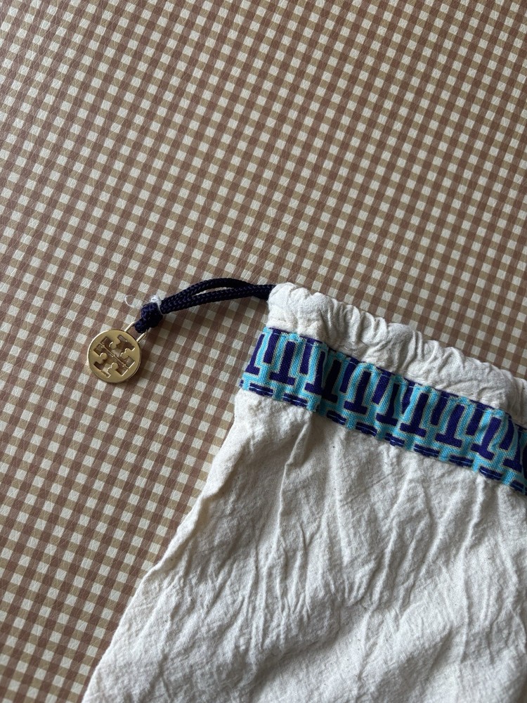 Tory Burch Dust Bag Medium Cotton Canvas Drawstring Storage Logo Charm