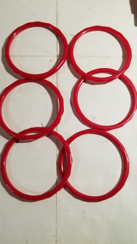 Set of 6 Cherry Red Plastic Bangle Bracelets