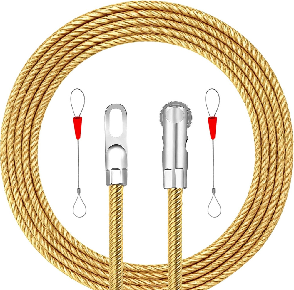 18Ft Roller Fish Tape Cable Puller Kit with 2 Fish Tape Fastener,Electrical Wire