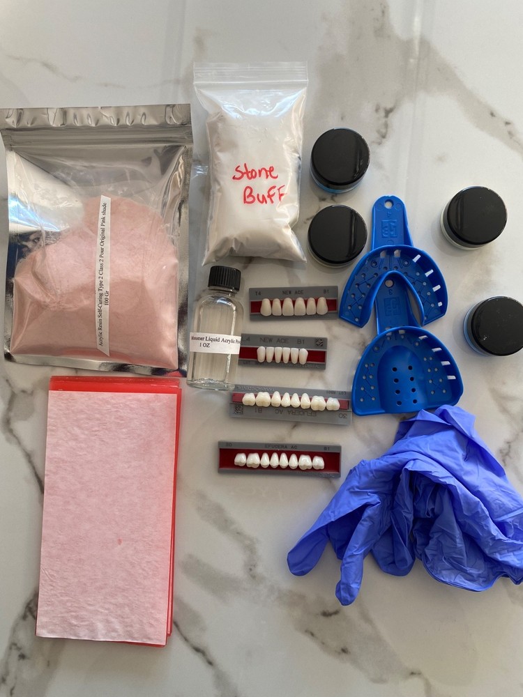 DIY DENTURE KIT Complete Custom Dentures Temporary Teeth Tooth FULL /PARTIAL.