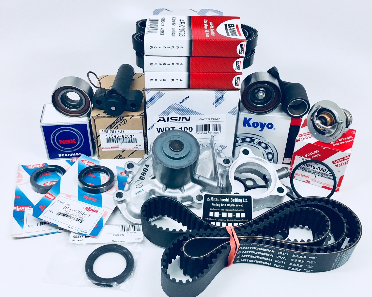 3.4L/V6 Complete Timing Belt Kit with genuine Thermostat  AND Crank Bolt