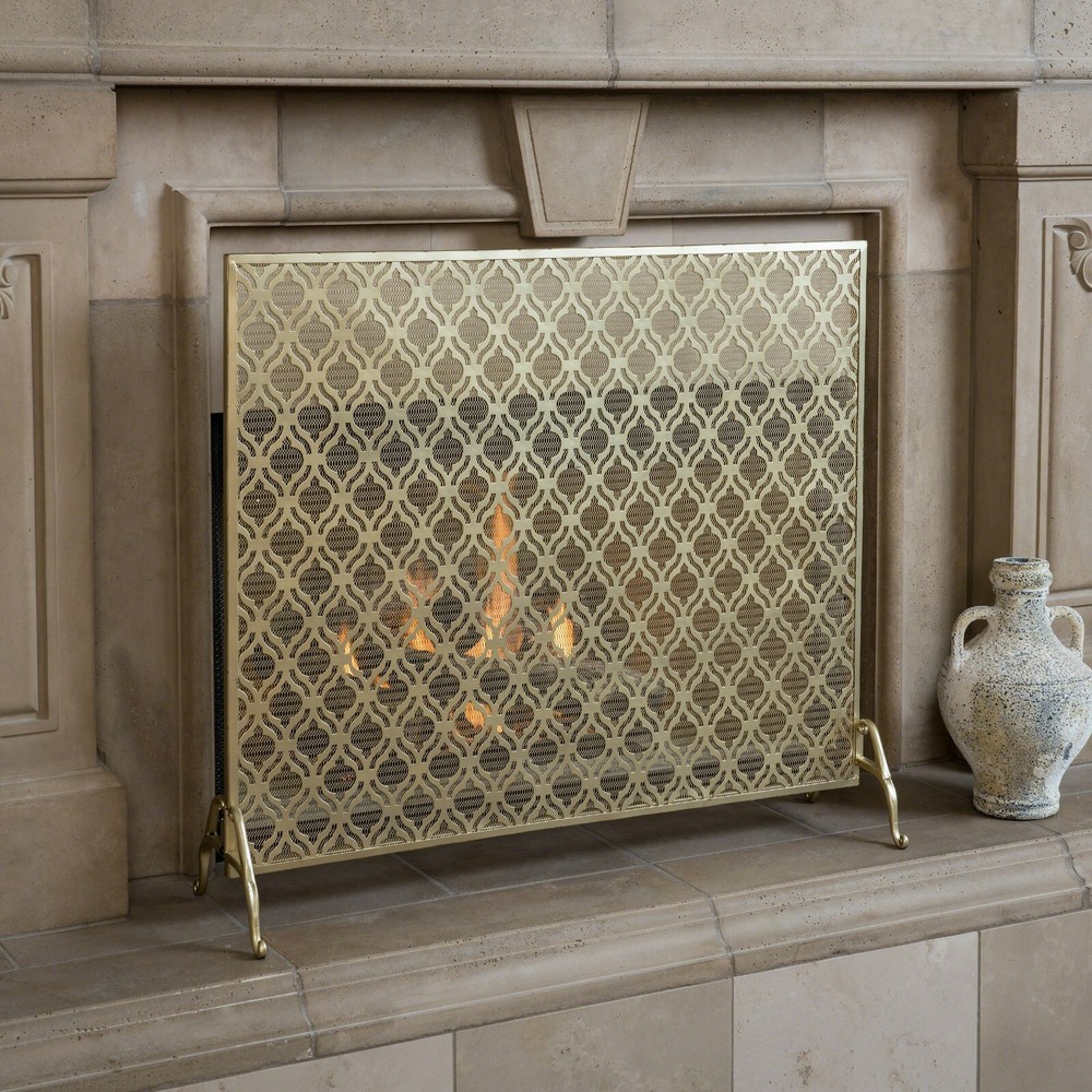 Sagres Modern Iron Single Panel Fireplace Screen
