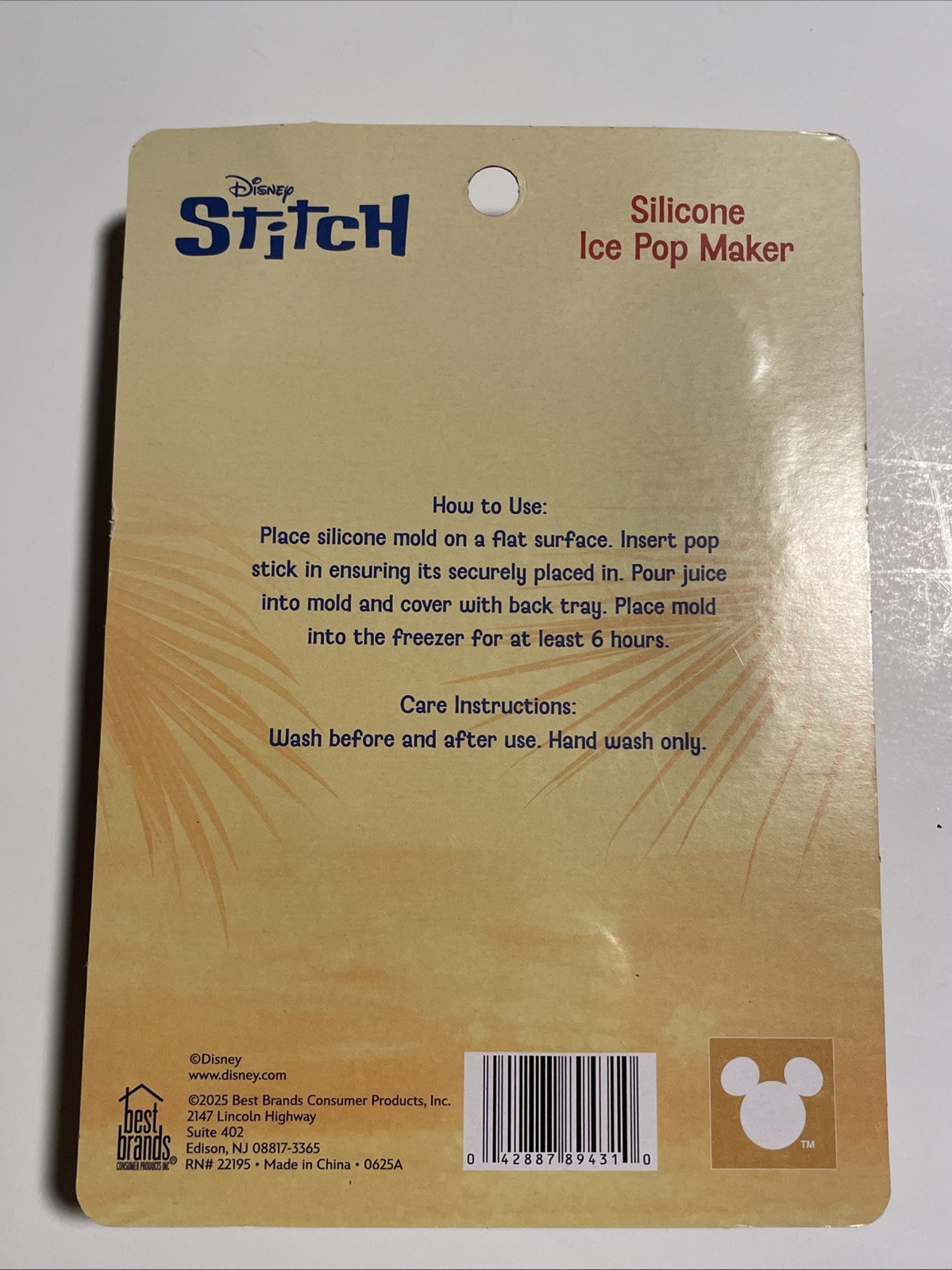 Disney Stitch Ice Pop Silicone Mold Popsicle Maker Blue Brand NEW