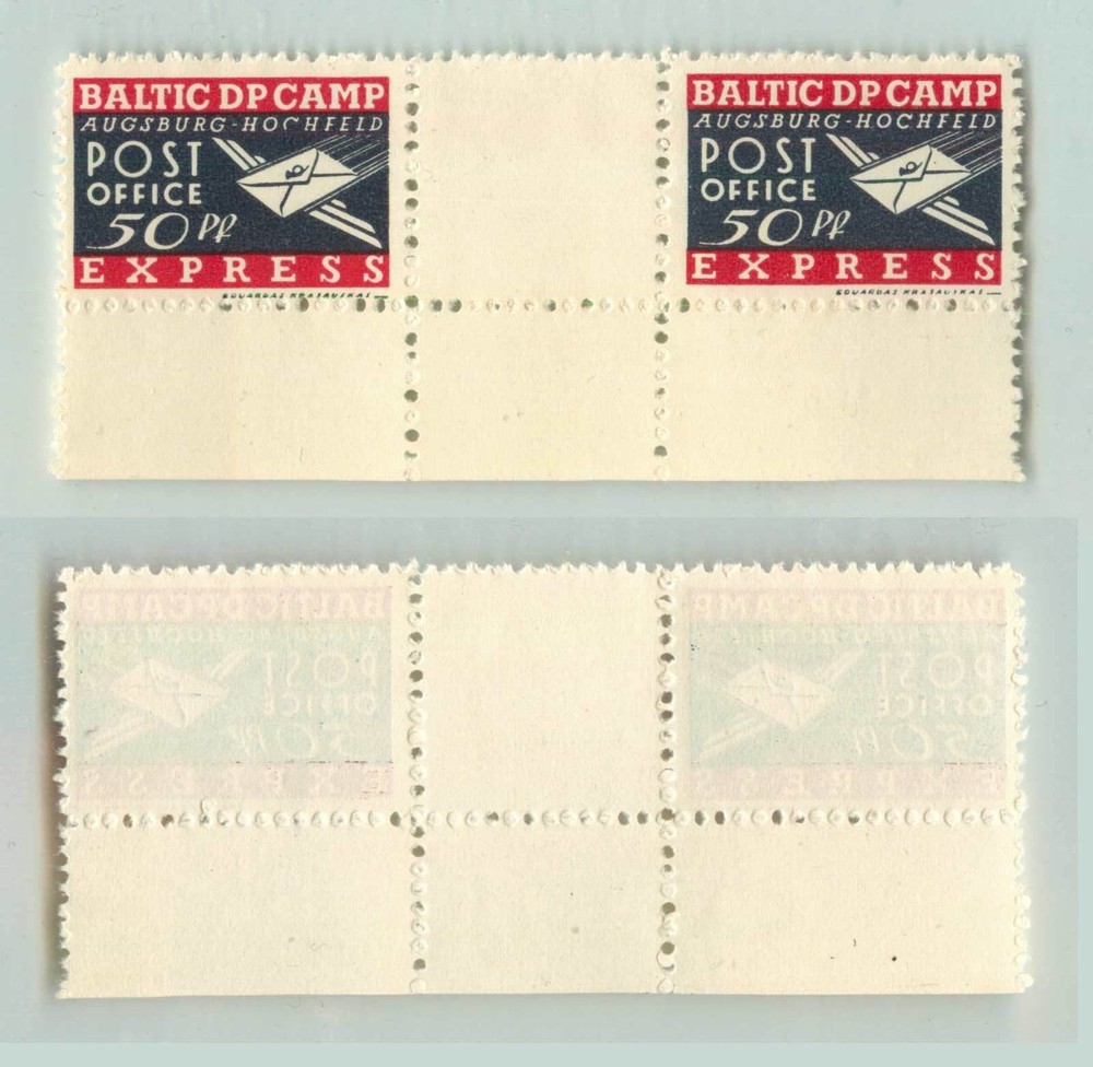 Lithuania 🇱🇹 1947 50 pf MNH DP Camp gutter . f2623