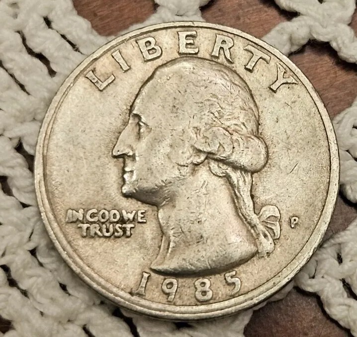 1985 P WASHINGTON QUARTER Broad Strike/Double RIM ~ ERROR