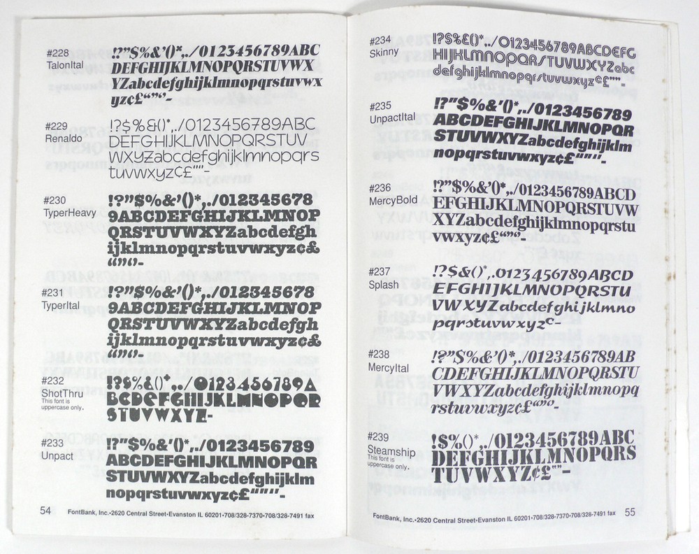 250 FontBank Display Typefaces Postscript For Macintosh on 3.5" Floppy Disks