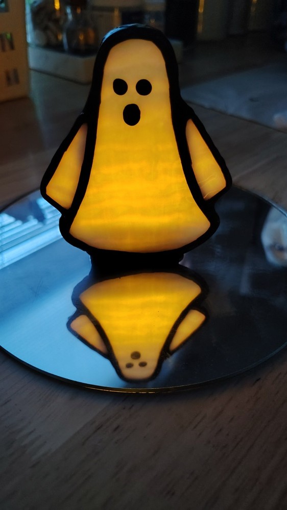 stained glass ghost tea light holder