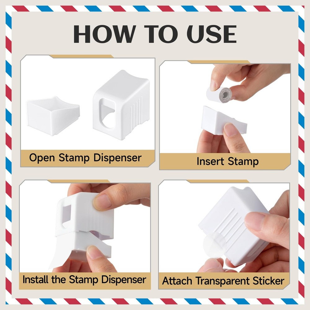 Maitys 6 Pcs Stamp Roll Dispenser Postage Holder for White