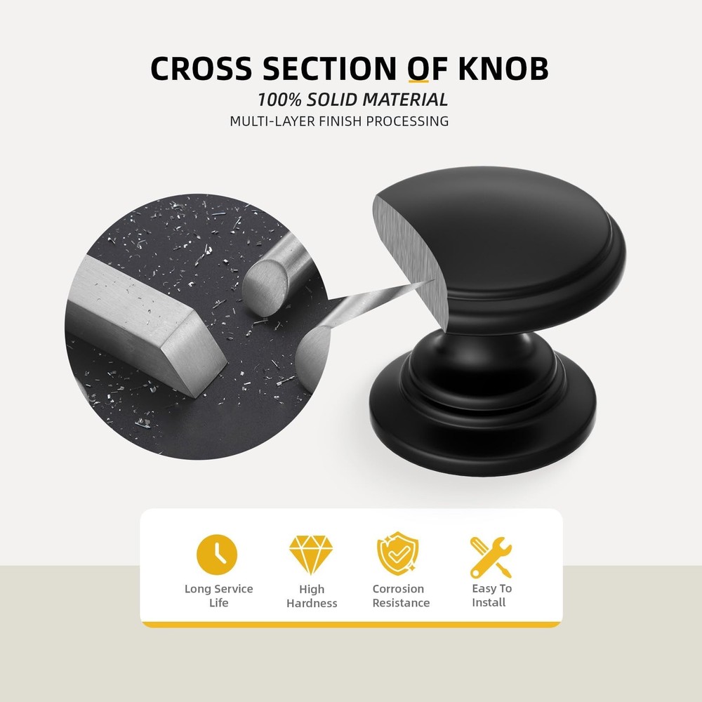 Goldenwarm 25 Pack Cabinet Knobs Black Cabinet Knobs Round Black Drawer Pulls...