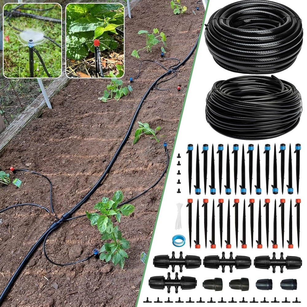240FT Drip Irrigation System Kit - Automatic Garden Watering, Adjustable, for...