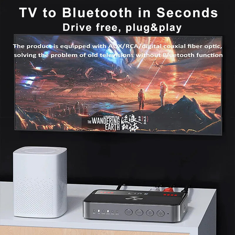 Long Range Bluetooth 5.3 Transmitter Receiver For TV Home Stereo Audio Adapter