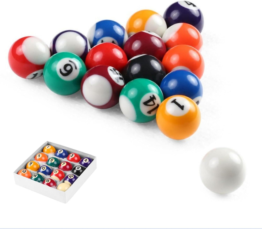 16Pcs Small Tabletop Pool Table Balls, Small Pool Cue Balls Full Set, Indoor Tab