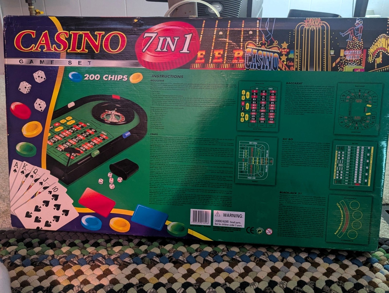 🎲 HIGH STAKES AT HOME – 7-in-1 Casino Game Set w/ Roulette Wheel, Chips & Cards