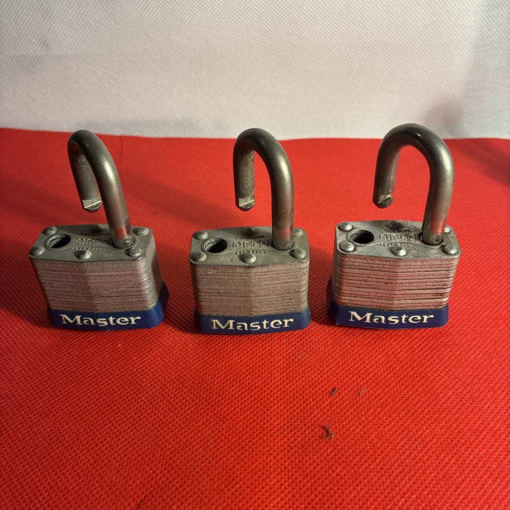 3 Master Locks Keyed Alike (4-Keys ) Padlocks. USA