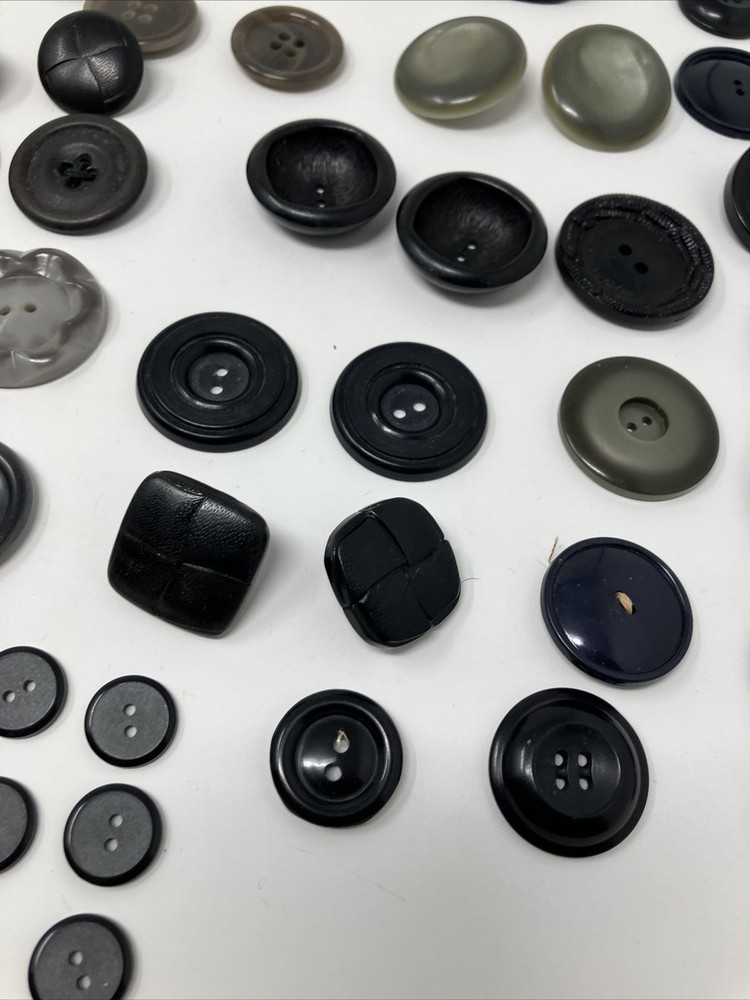 Vintage Button Lot Black Gray Mixed Lot