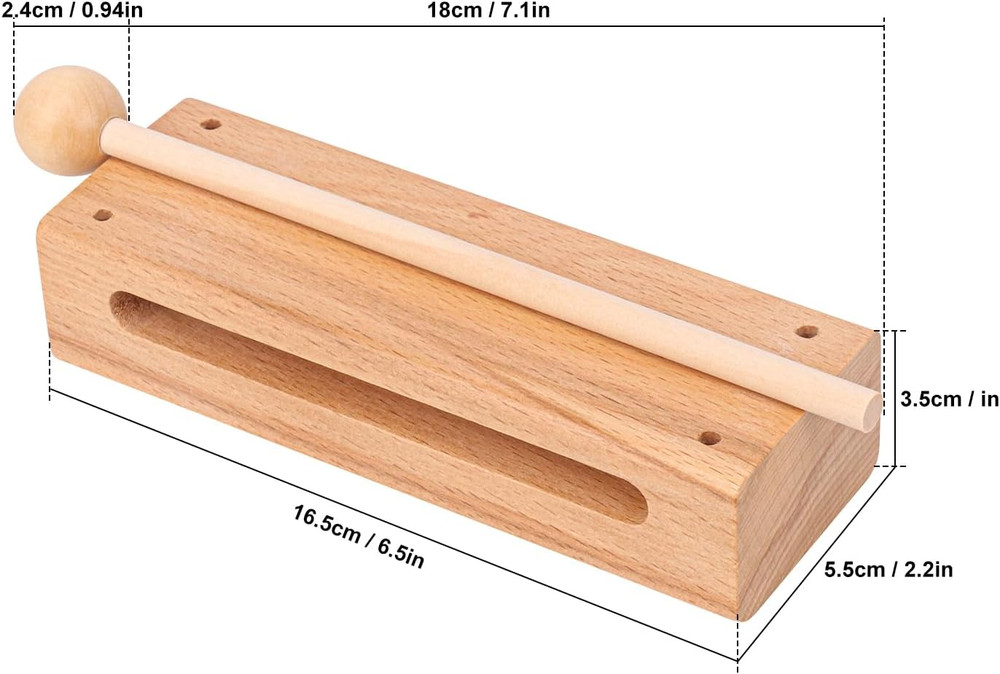 2 Set Solid Wood Rhythm Block Mallet Musical Instrument Percussion Blocks Hand