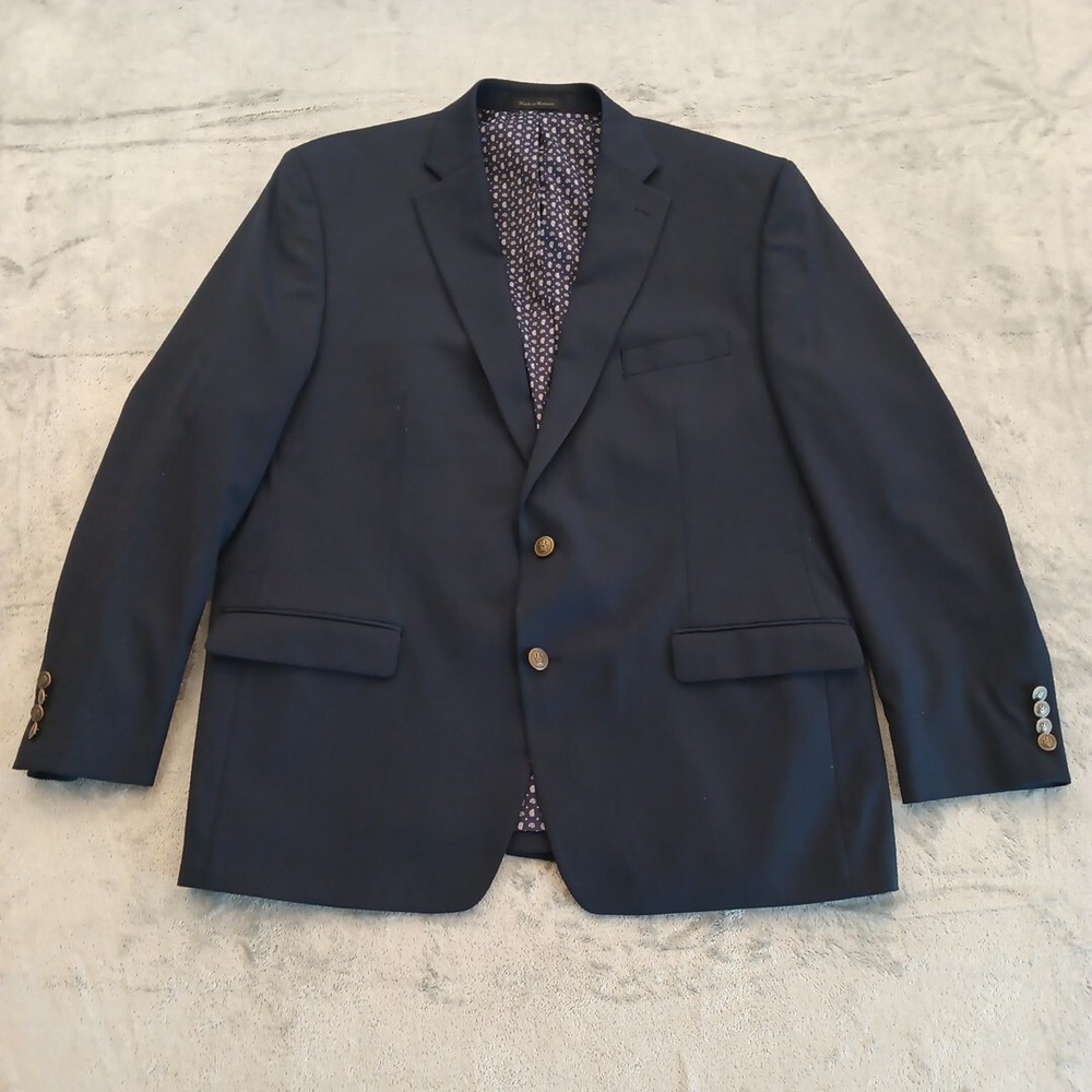 Chaps Blazer Mens 46 Blue Polyester Blend Two Button Single Vent