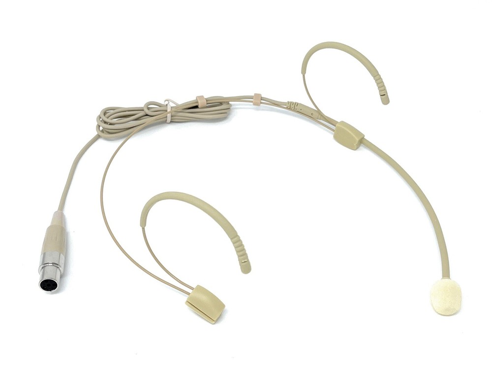 Double Earhook Headset Microphone with TA3F Connector fits AKG/Samson Beige