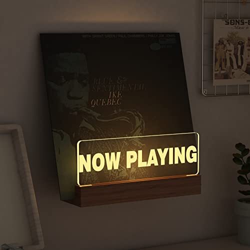 Light up Now Playing Vinyl Record Stand Wall Mount,Now Rectangular-Now Playing