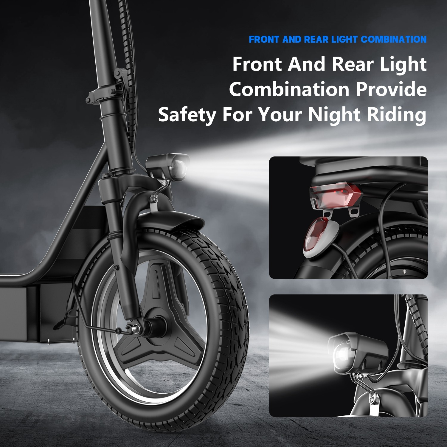 Electric Scooter with Seat 1500W 30MPH 45 Miles Range14" Tire with Basket US