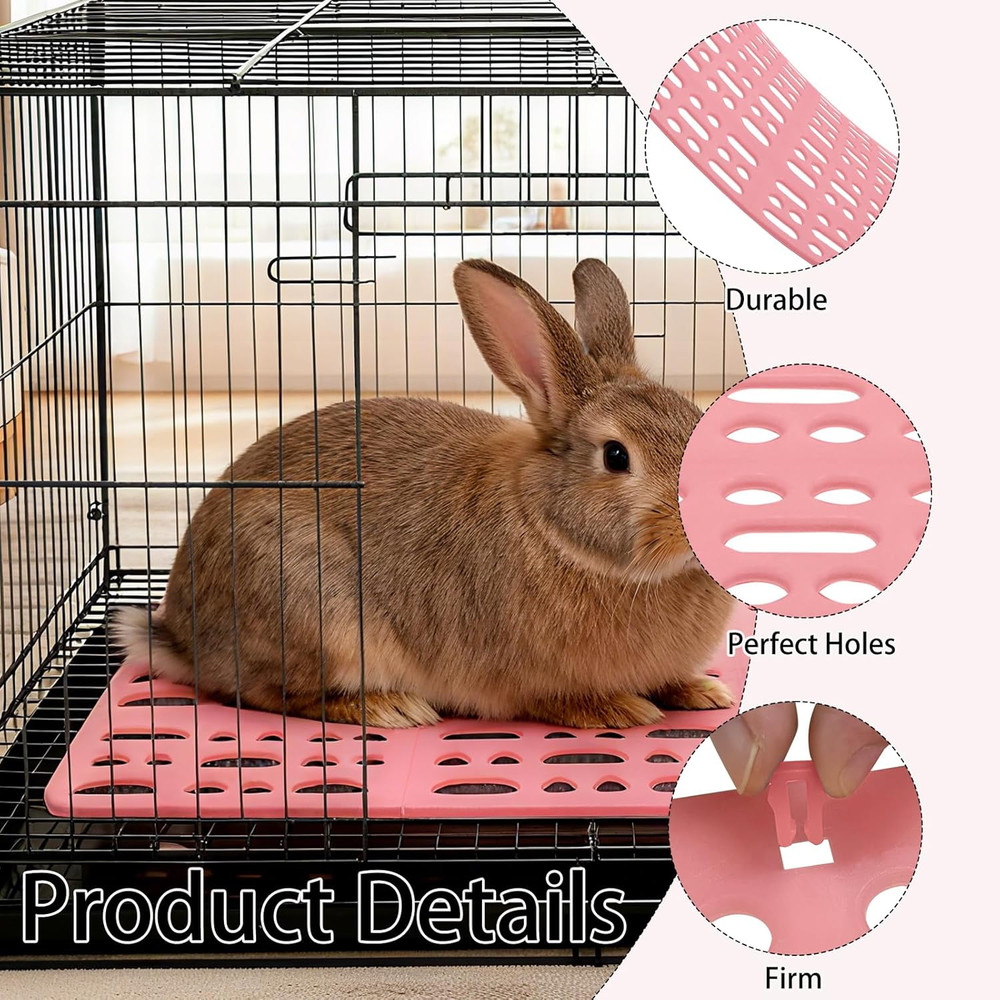 18 Pack Plastic Rabbit Cage Mat Bunny Resting Mats Snap Joint Breathable Small
