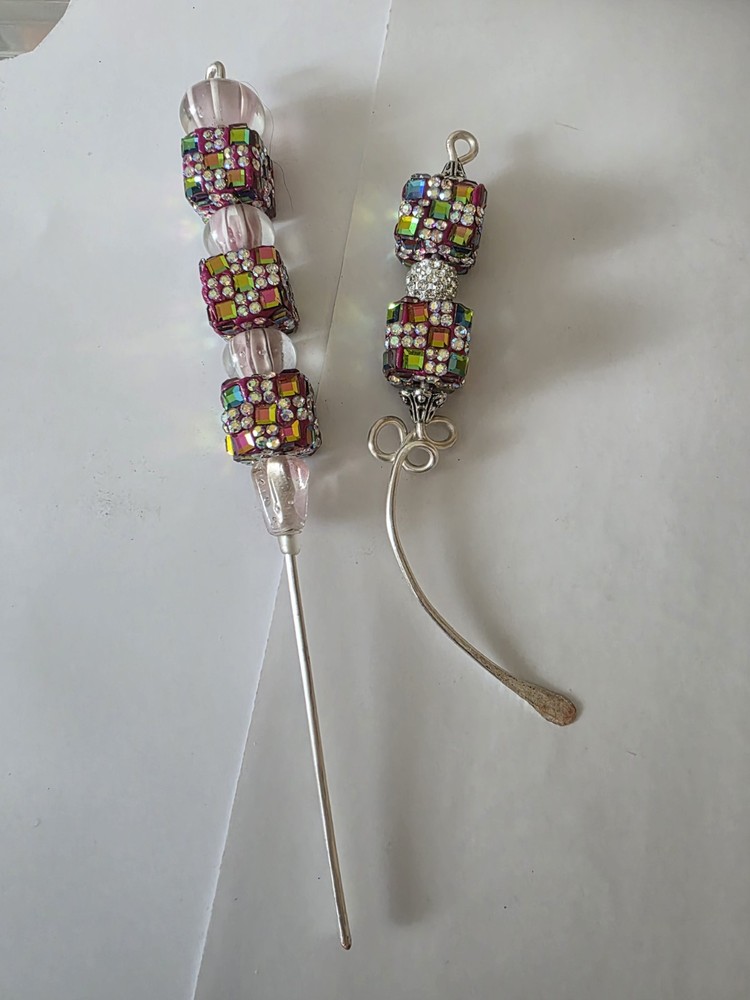 Handmade Scribe & Bubble Catcher Sticks  Multicolor Square Pink Beads