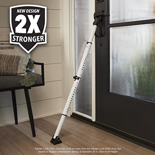 Master Lock Compact Door Stopper Folding Security Bar, Adjustable for Hinged