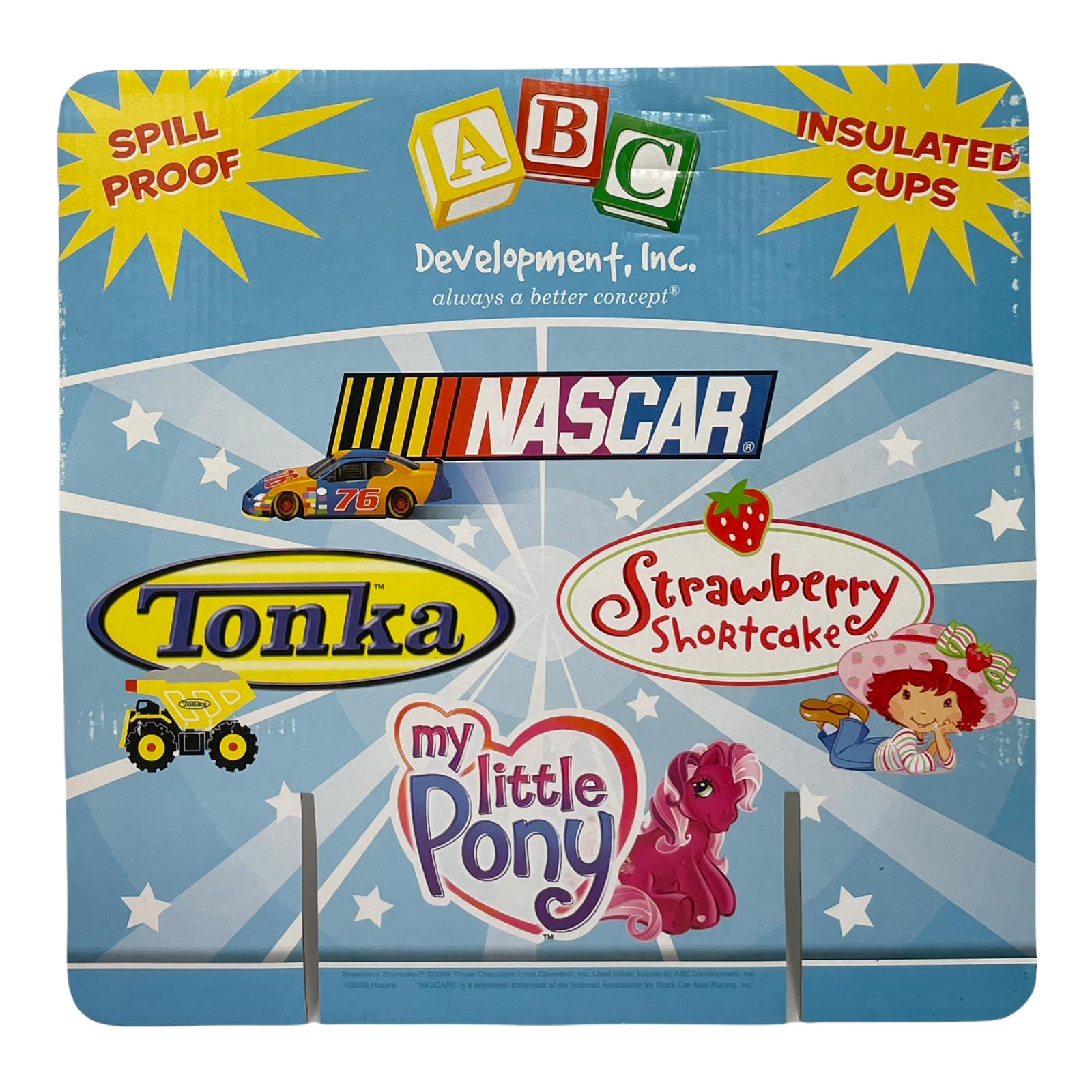 2 Pk Sippy Cup Spill Proof Nascar Tonka Strawberry Shortcake My Little Pony PICK