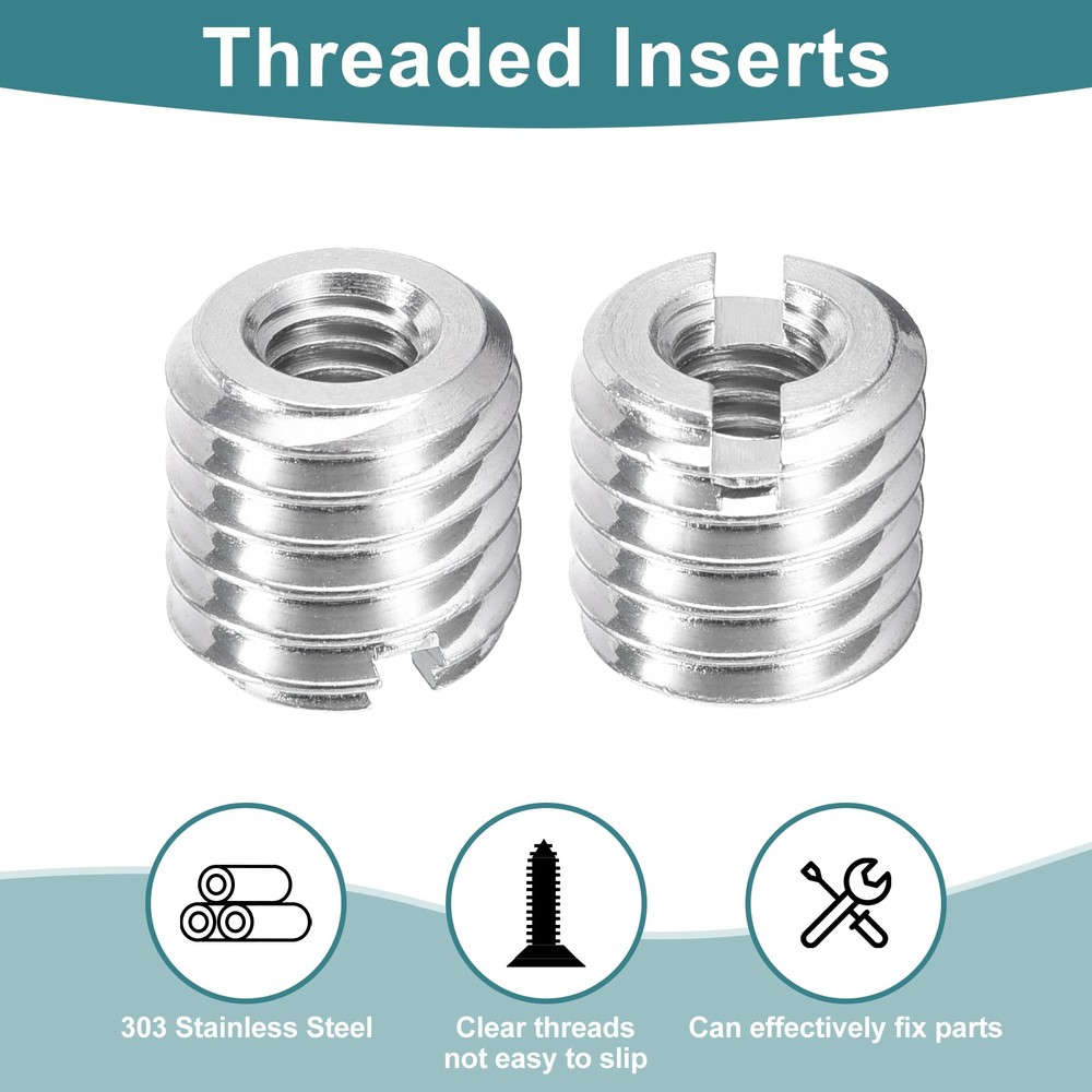 10Pcs Threaded Inserts, M4-0.7x8 & M8-1.25x8 Thread Repair Insert