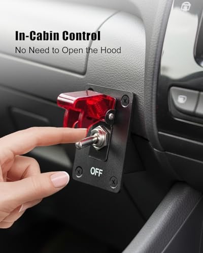 12V 250A Battery Disconnect Switch with Rocker Panel, Car Battery Kill Switch