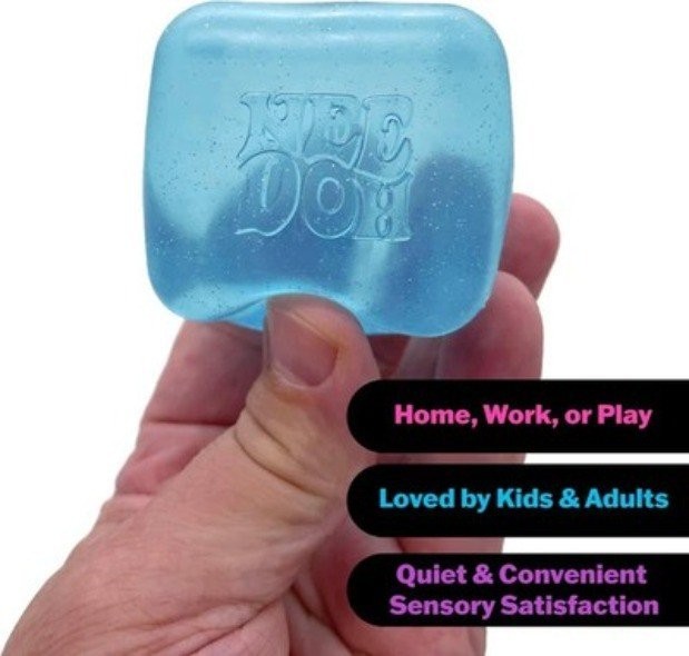 Nee Doh Nice Cubes Ice Cube Toy Fidget Super Solid Squish Blue