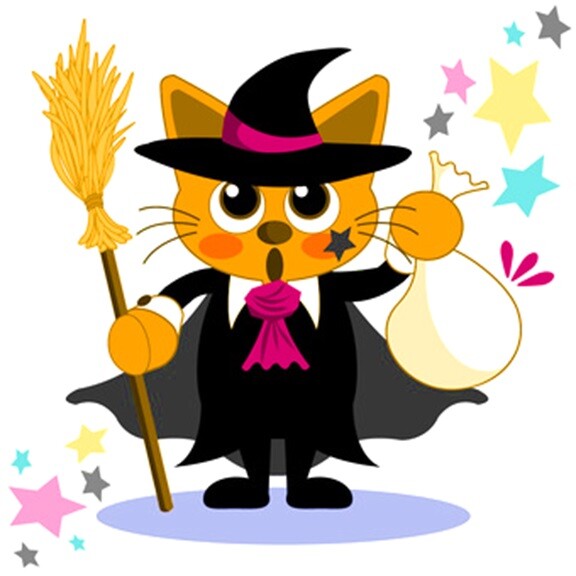 30 Custom Witch Cat Personalized Address Labels